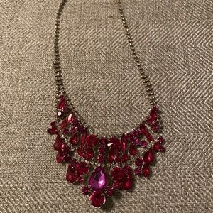 Pink rhinestone bib statement necklace